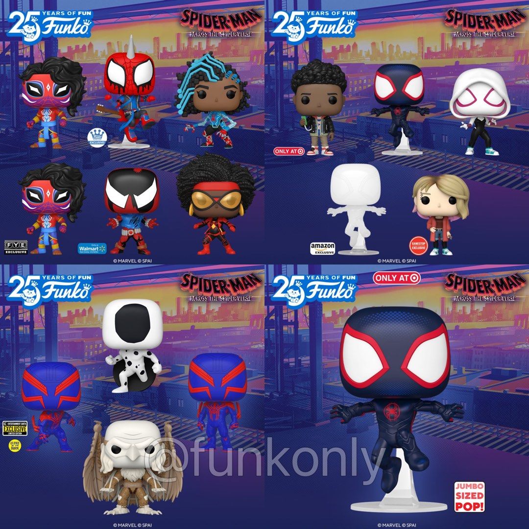 [PO] Spider-Man: Across the Spider-Verse - Miles Morales/Invisible  Amazon/Spider-Gwen/2099 GITD EE Action Pose/The Spot/India Cel Shaded  FYE/Woman