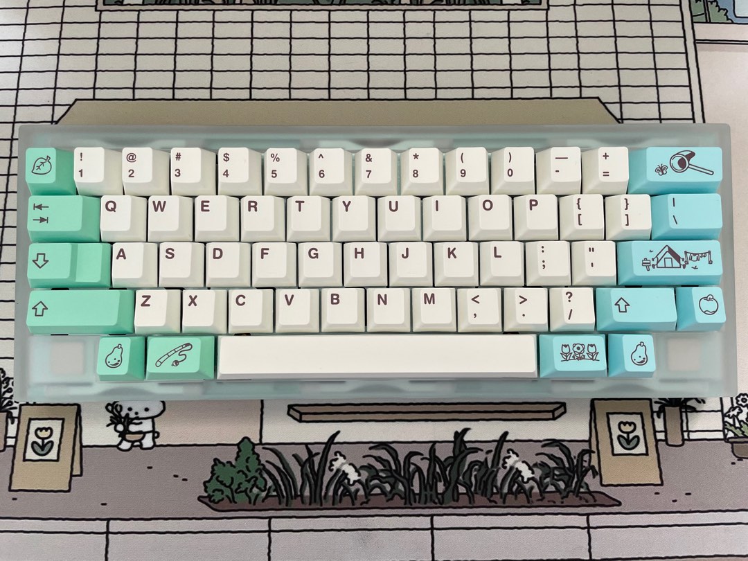 QK60 HHKB Mint / Acrylic / Ice White Keyboard by QwertyKeys