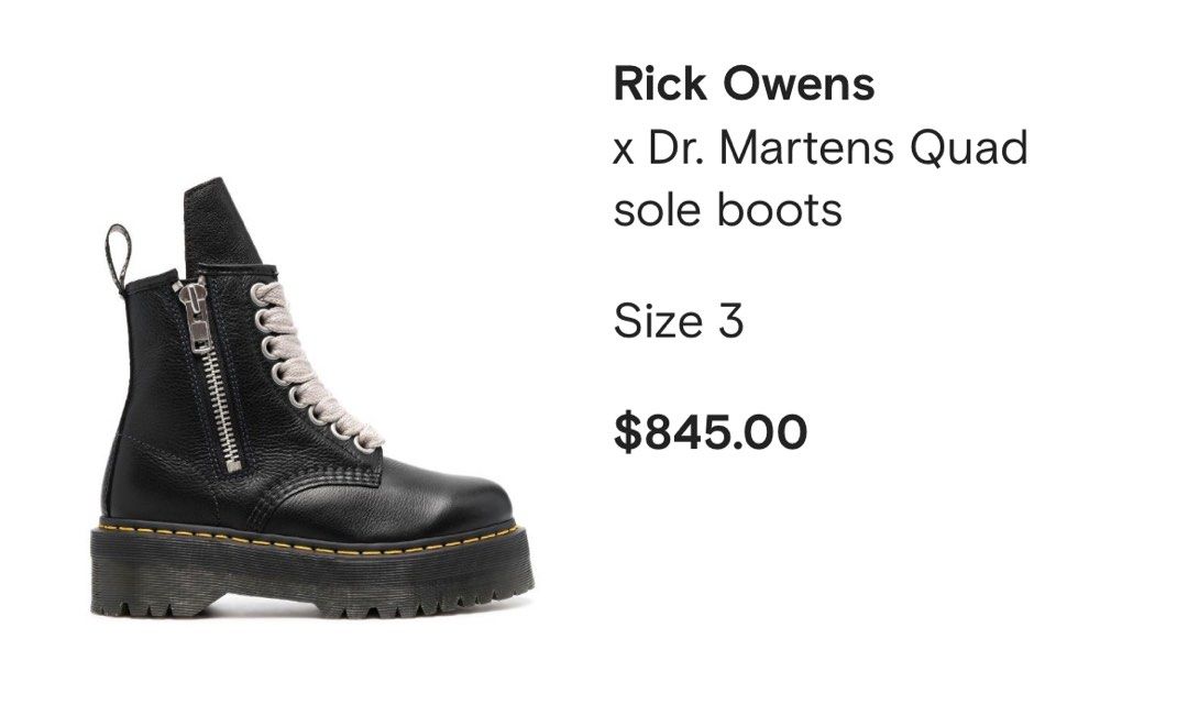 25cm【新品未使用】Rick Owens × Dr. Martens ブーツ-