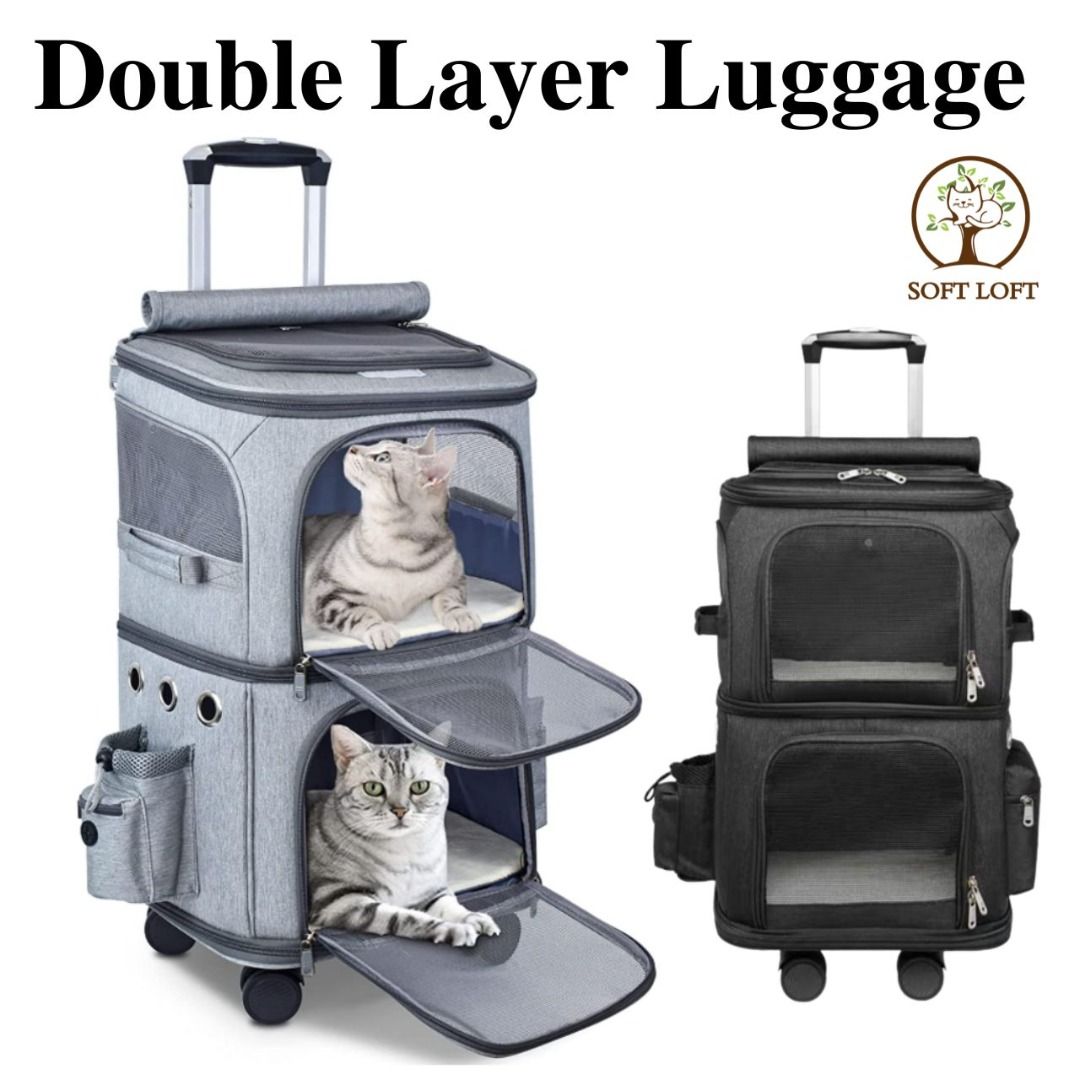 Dual Layers Dog Travel Bag, Pet Travel Bags with 2 Extra Large