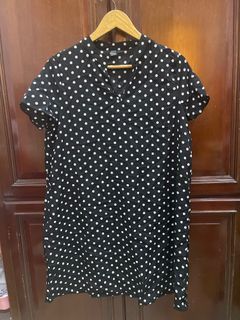 Short Polka Dot Black Dress - Large
