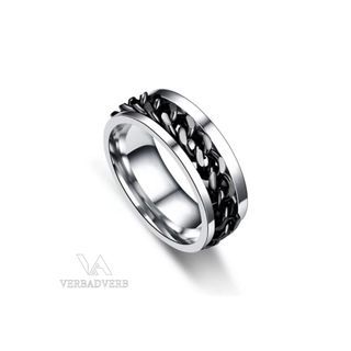 Silver Black Rotatable Chain Men’s Fashion Ring