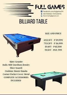Standard Billiard table set