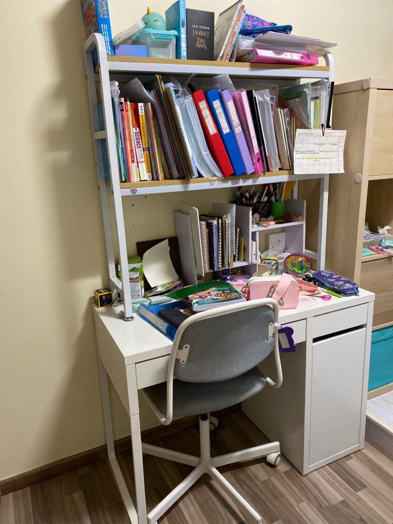 Study Table (ikea micke) with shelf, Furniture & Home Living, Furniture, Other Home Furniture on