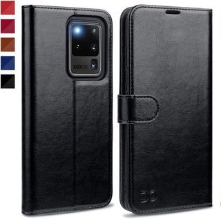 T46 Samsung Galaxy S20 Ultra Case, Premium PU Leather S20 Ultra Phone case [TPU Inner Shell][RFID Blocking][Card Holder] Flip Wallet Cover For Samsung Galaxy S20 Ultra 6.9 Inch(2020)-Black