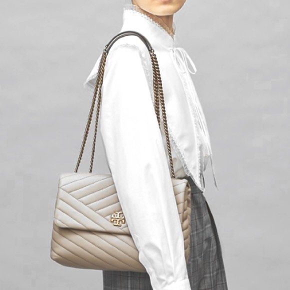 Tory burch large size grey heron classic kira chevon convertible