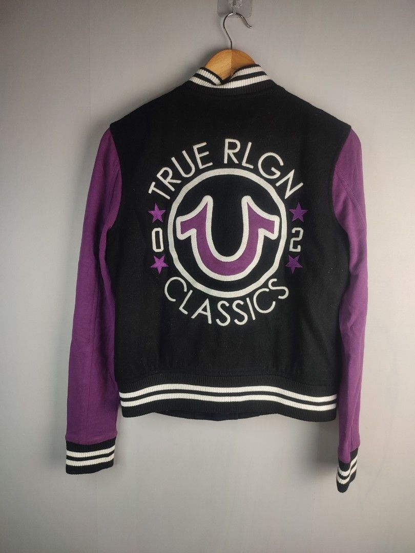 true religion wool letterman varsity jacket Women s Fashion