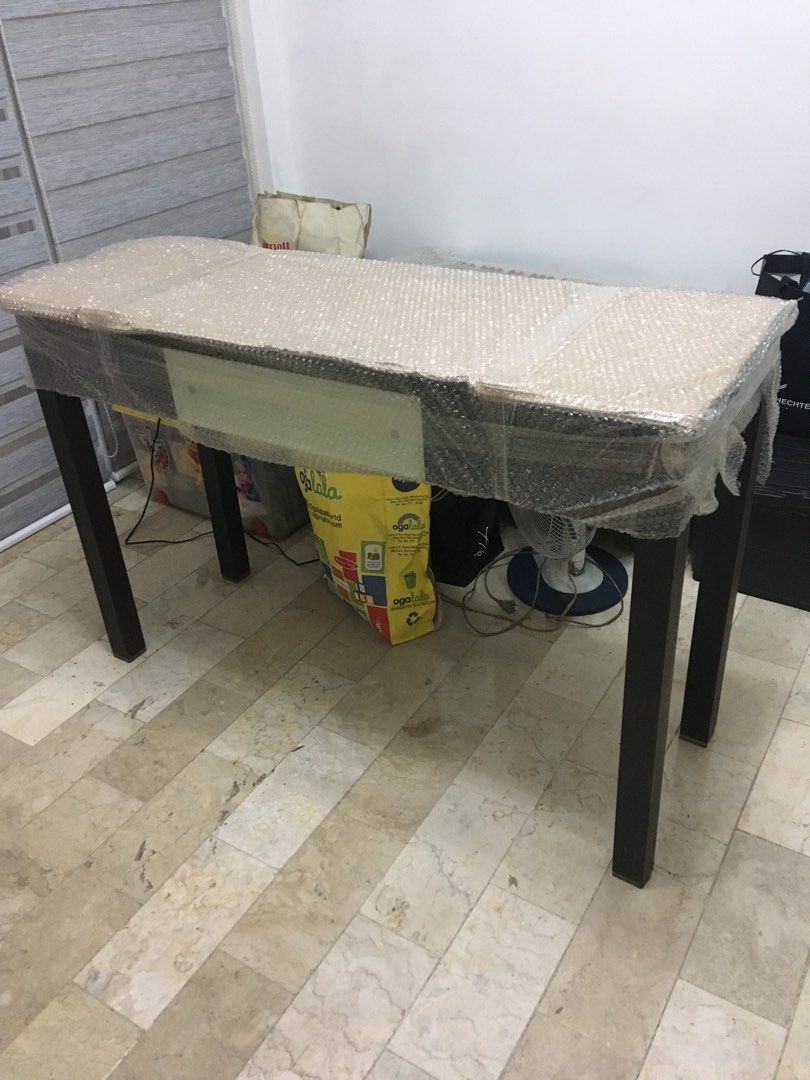 Used Console Table with Glass Top on Carousell