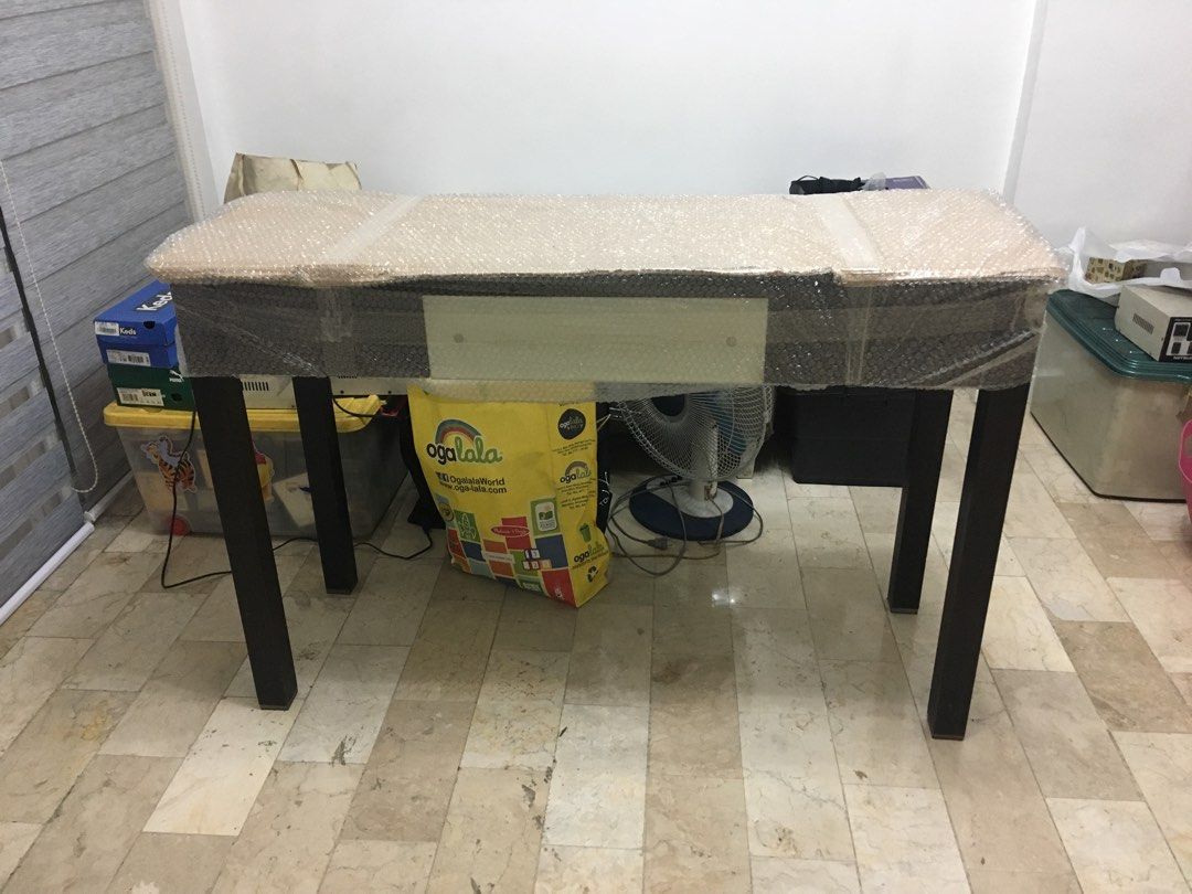 Used Console Table with Glass Top on Carousell