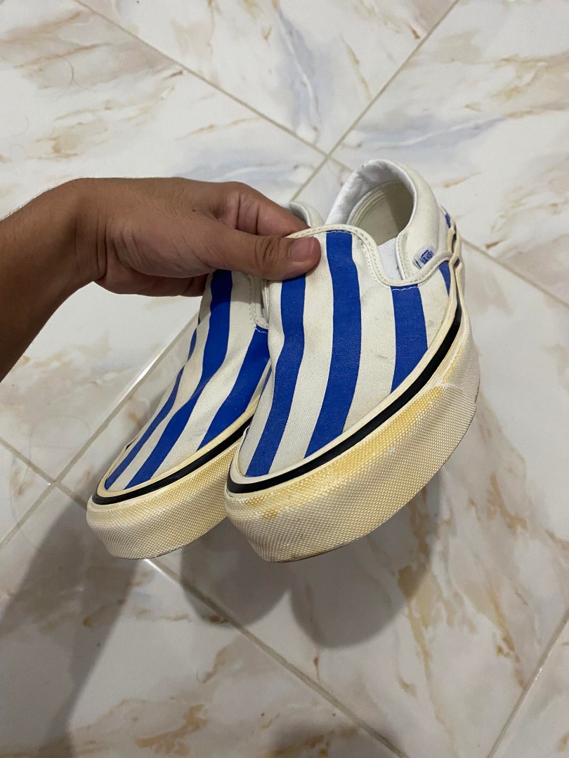 Blue and top white striped vans