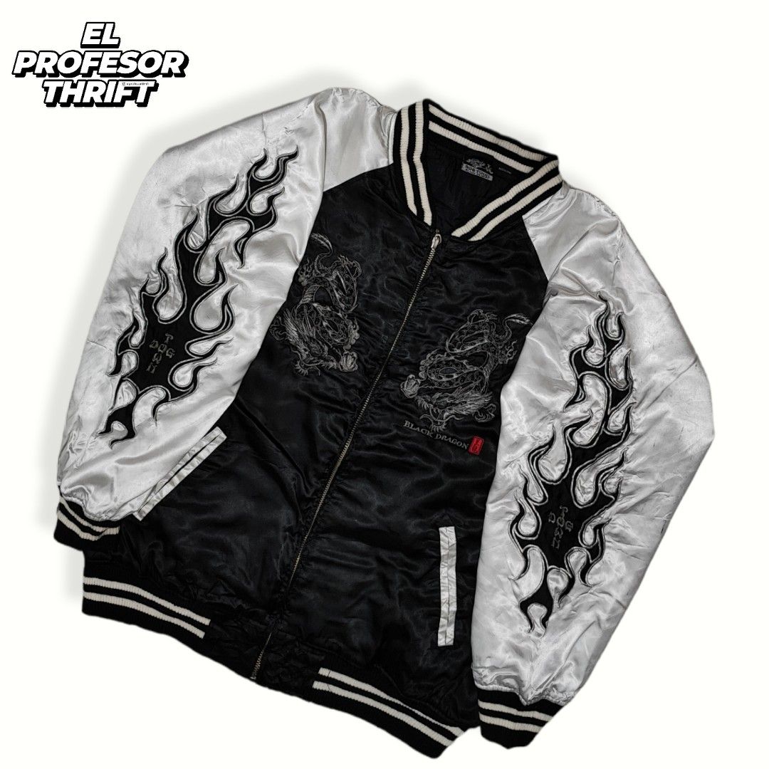 Vintage Dog Town Black Dragon Sukajan Souvenir Jacket, Fesyen Pria