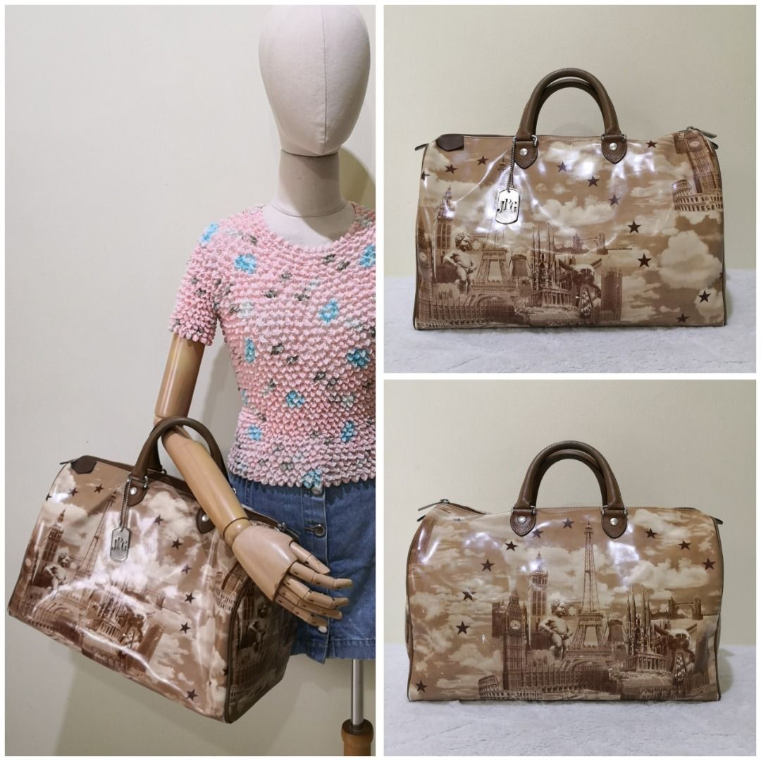 Vintage Jean Paul Gaultier Duffle Europe Travel Landmarks Print Duffle Bag Overnight Bag Weekend Bag Highly Collectible Sale Luxury Bags Wallets on Carousell