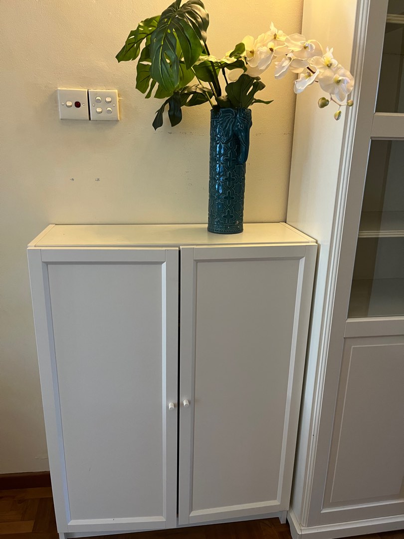 White short linen cabinet Furniture Home Living Furniture