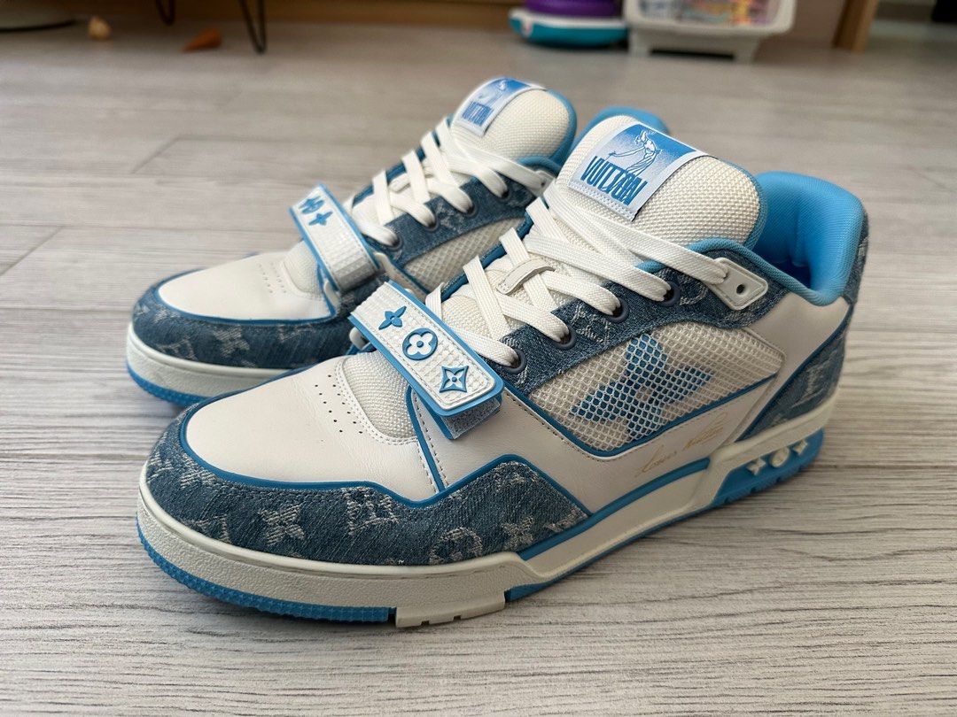 Louis Vuitton Blue LV Trainer Sneaker Size 11 US 12.5 Virgil Abloh Rainbow  Shoe 
