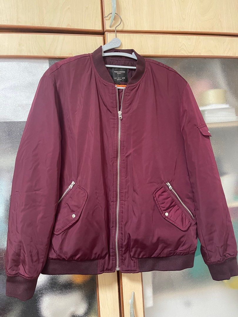 Zara Maroon Bomber Jacket, Women's Fashion, Coats, Jackets and