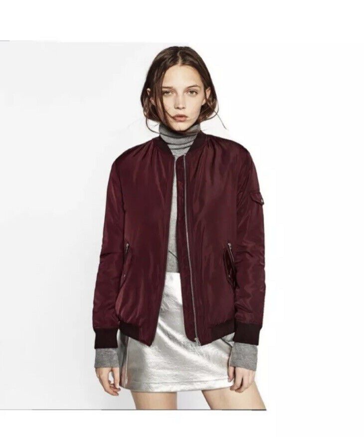 Zara Maroon Bomber Jacket, Women's Fashion, Coats, Jackets and