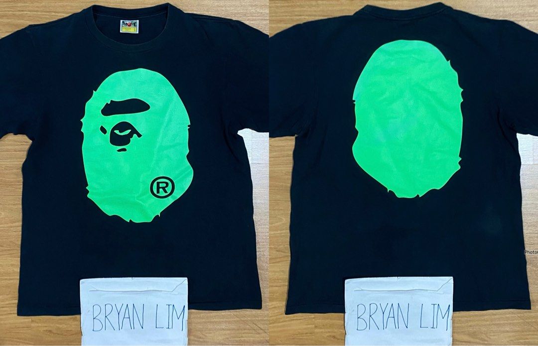 Neon green store bape shirt
