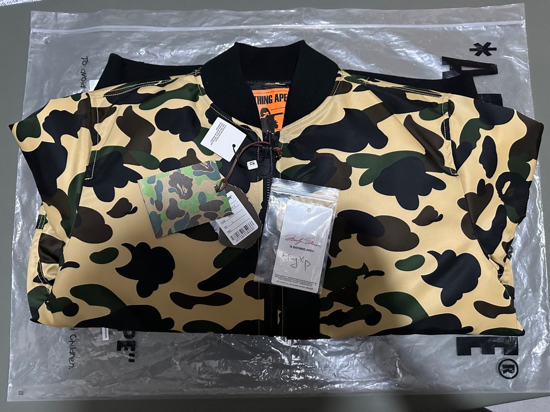 A BATHING APE® 1st Camo Nylon Twill MA-1 Jacket, 男裝, 外套及