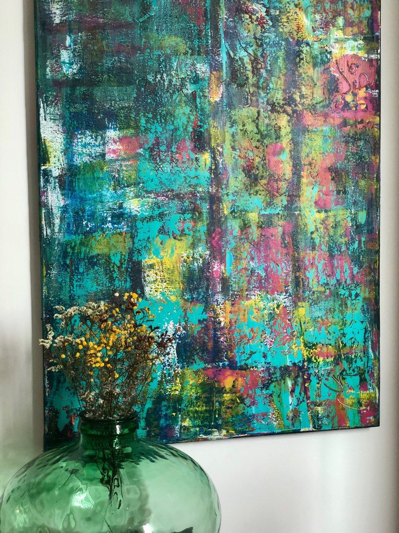 Very colourful huge Acrylic painting, Furniture & Home Living, Home