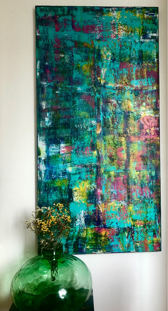 Very colourful huge Acrylic painting, Furniture & Home Living, Home Decor, Other Home Decor on