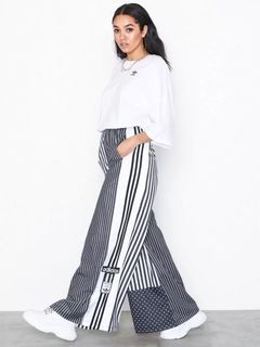 adidas Originals Contempo chunky striped wide leg pants in off white