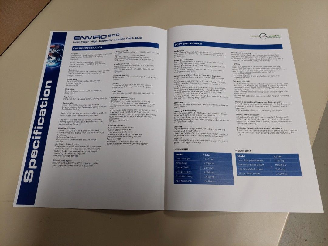 ADL ALEXANDER DENNIS ENVIRO500 銷售小冊子 Catalog 彩色影印版 KMB NWFB Citybus 九巴