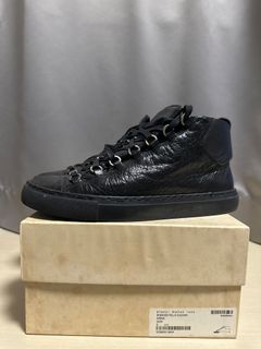 Balenciaga  Shoes  Balenciaga Arena High Noir Shiny Black Leather Size 4   Poshmark