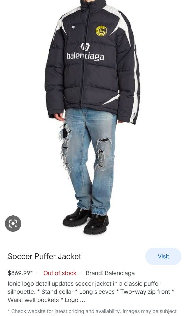 balenciaga soccer puffer jacket