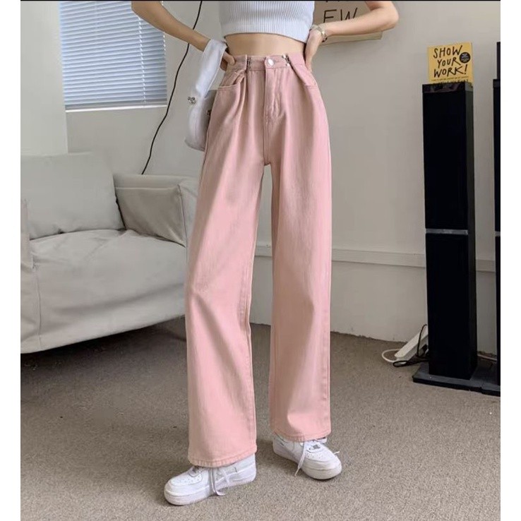 Bbee Mart 🌻Ready Stock🌻Korean style wide leg High waist loose jeans  Korean version High-waist pants Fashion Retro, Women's Fashion, Bottoms,  Jeans & Leggings on Carousell
