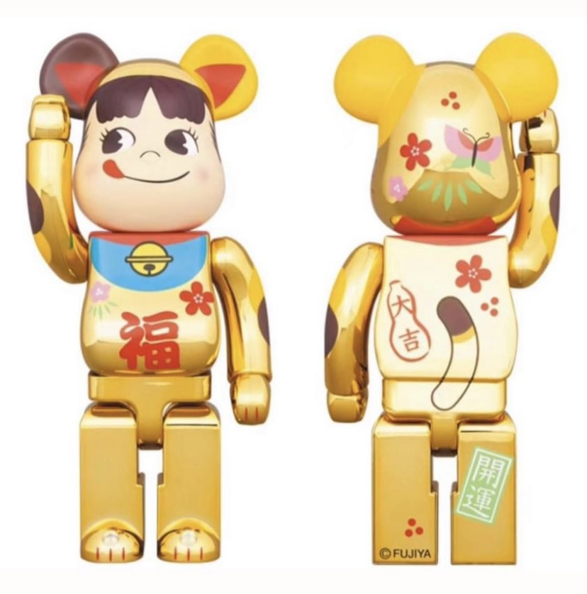 BE@RBRICK 招き猫ペコちゃん福金メッキ1000%, 興趣及遊戲, 玩具& 遊戲