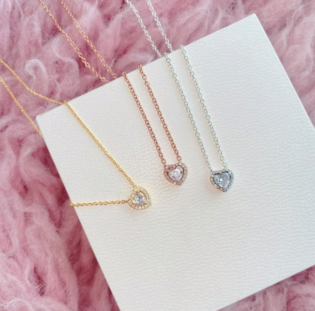 Hearts of pandora necklace rose gold clearance