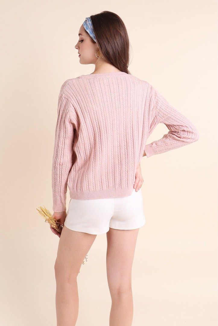 BNWOT] NEONMELLO Basic Donna Weave Textured Knit Cardigan in Dusty
