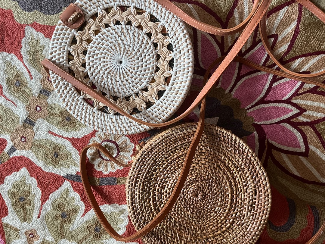 Bohemian Round Rattan Cross Body Bag, Women's Fashion, Bags & Wallets, Crossbody Bags on Carousell
