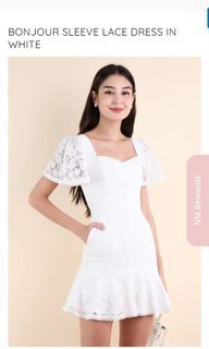 NeonMello BONJOUR SLEEVE LACE DRESS IN WHITE

- SMALL