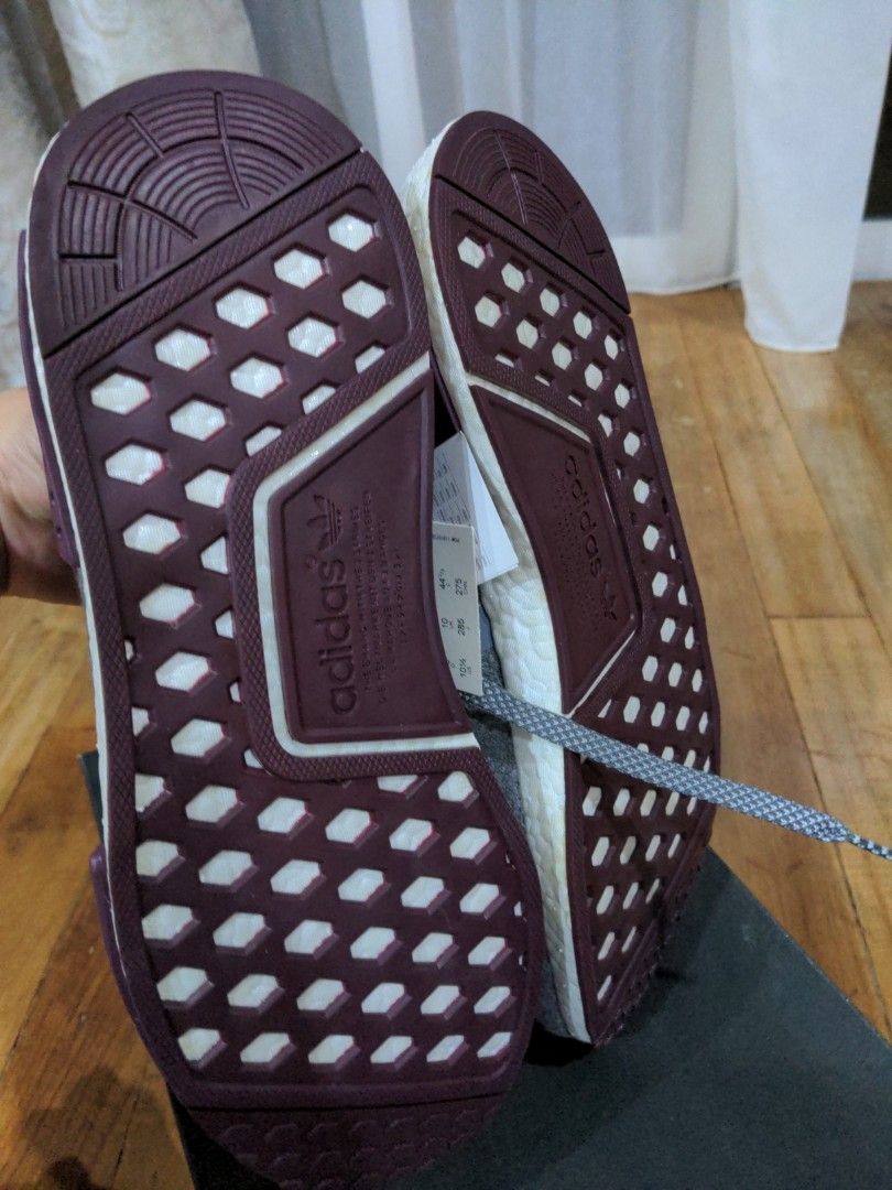 Adidas nmd r1 online wool grey four maroon