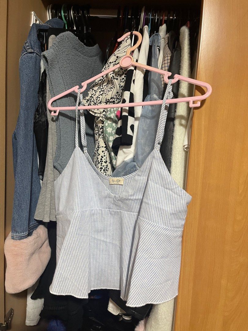 brandy melville ardelia pinstripe babydoll tank, Women's Fashion, Tops