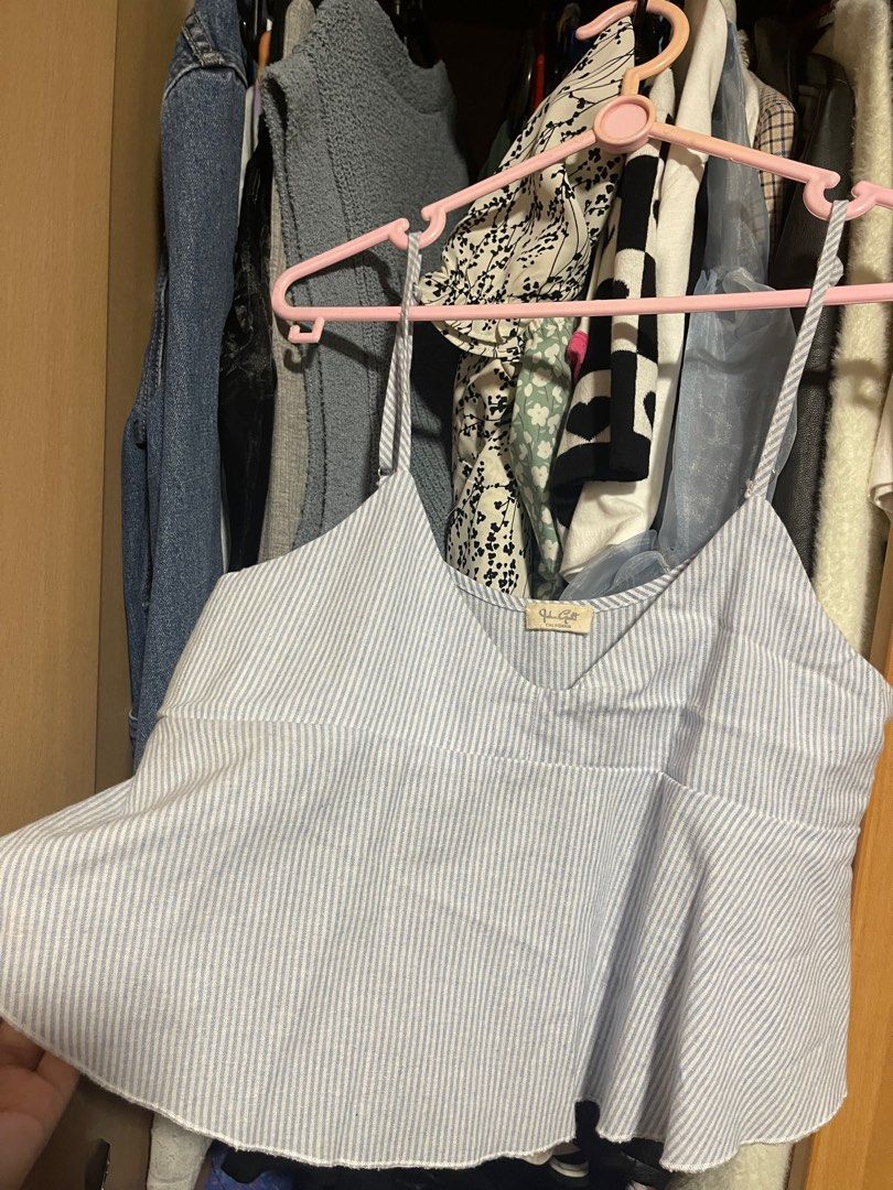 brandy melville ardelia pinstripe babydoll tank, Women's Fashion, Tops