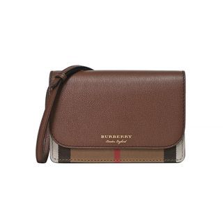 Burberry Burberry vintage classic plaid leather ladies leather shoulder strap shoulder messenger bag in brown