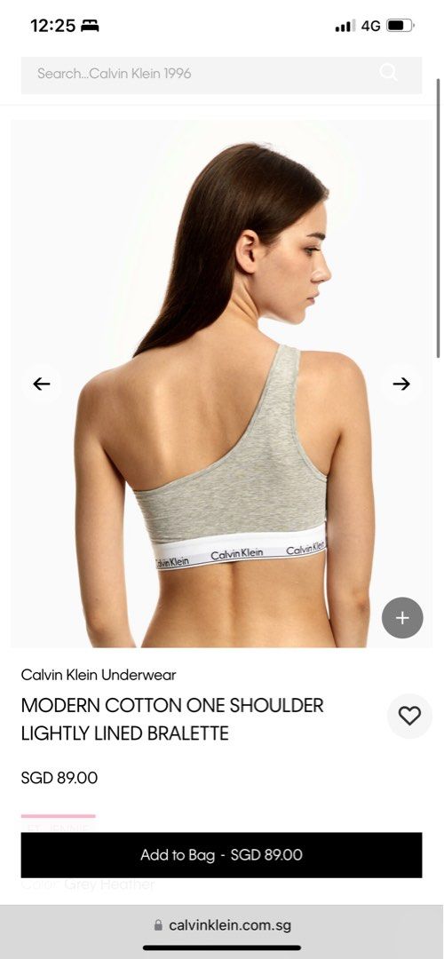 Calvin Klein Underwear Modern Cotton One Shoulder Bralette Grey