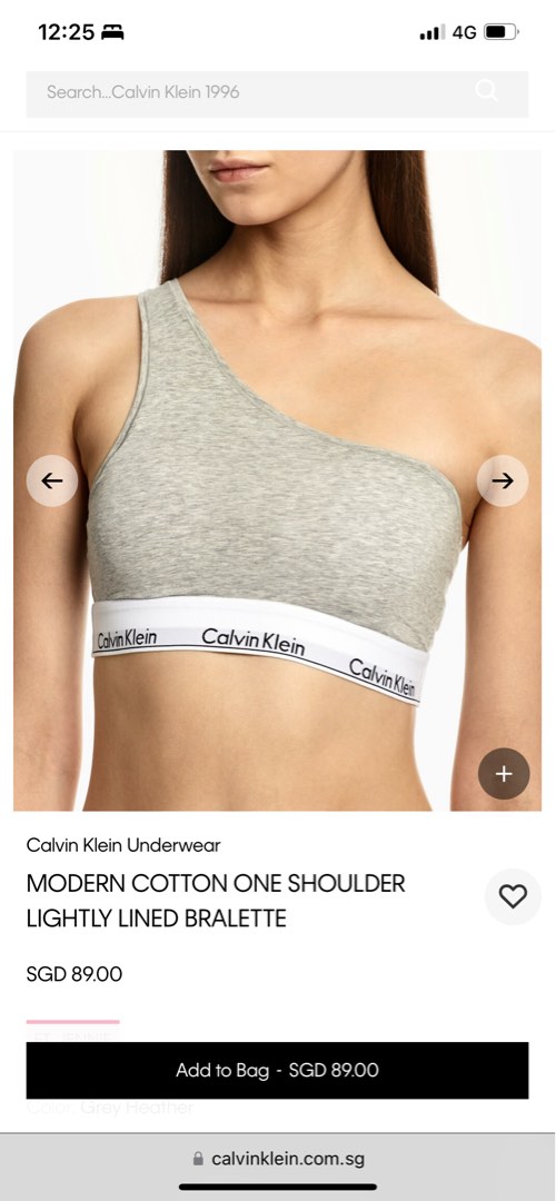 Calvin Klein Modern Cotton One shoulder bralette, Women's Fashion