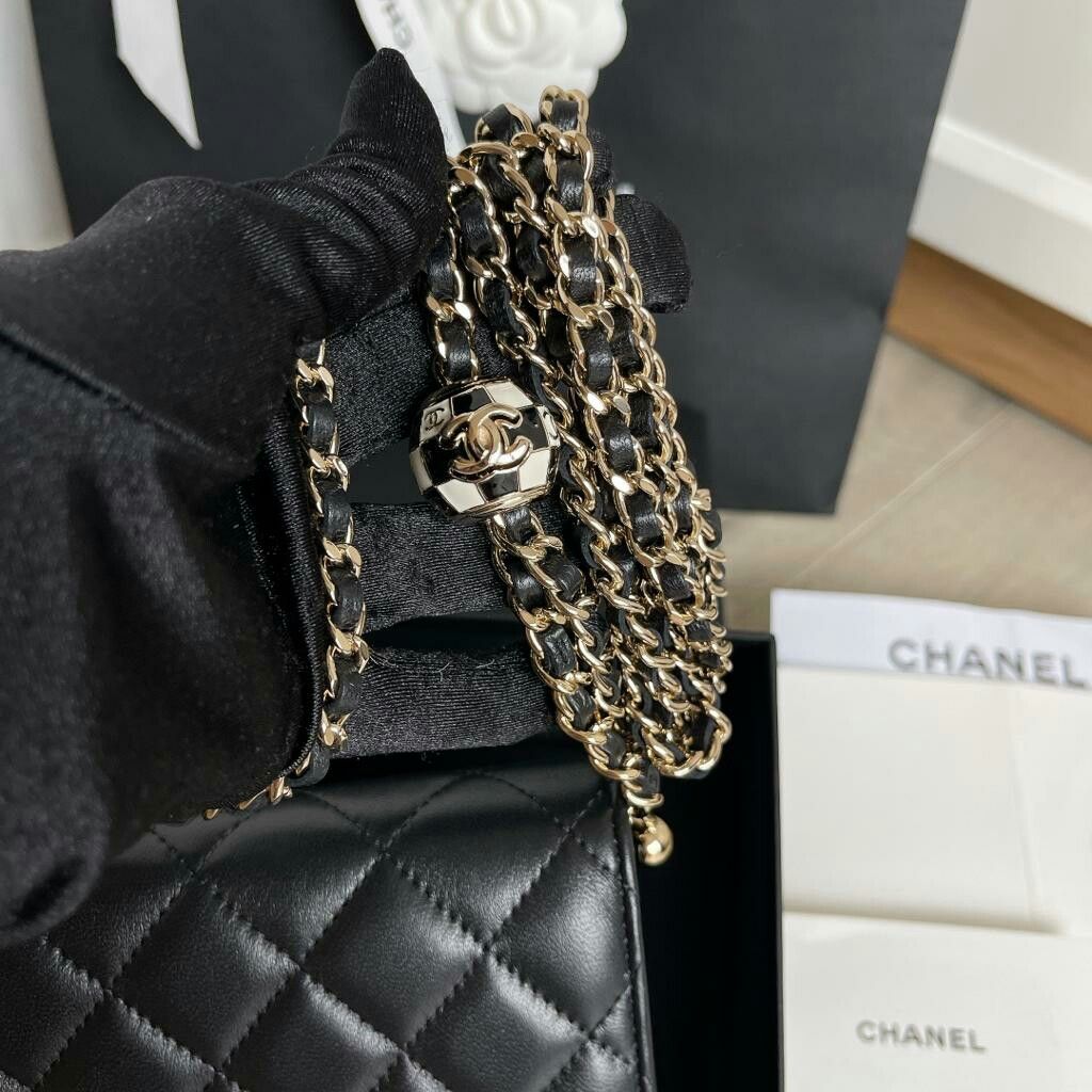 Chanel 23C Wallet on Chain WOC F1 Football Ball Chain Pearl Crush