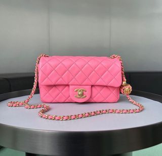 Chanel Funky Town Flap Bag with Chunky Chain Strap Mini 22S Lambskin Coral  Pink
