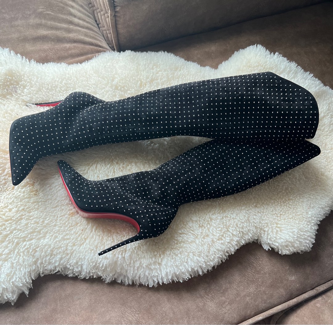 santia pointed toe knee high boot christian louboutin