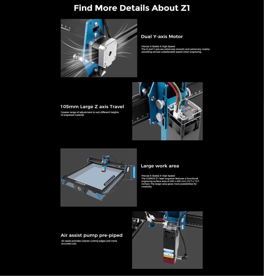 Comgrow Comgo Z1 Desktop 10W Dual Diode Laser Cutting Engraving Machine, Computers & Tech