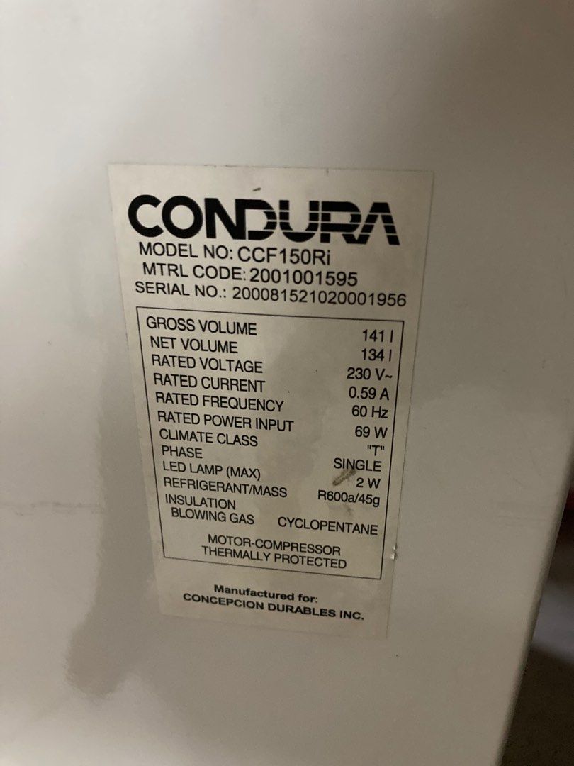 Condura Chest Freezer Inverter 5.0 cu ft CCD150Ri, TV & Home Appliances