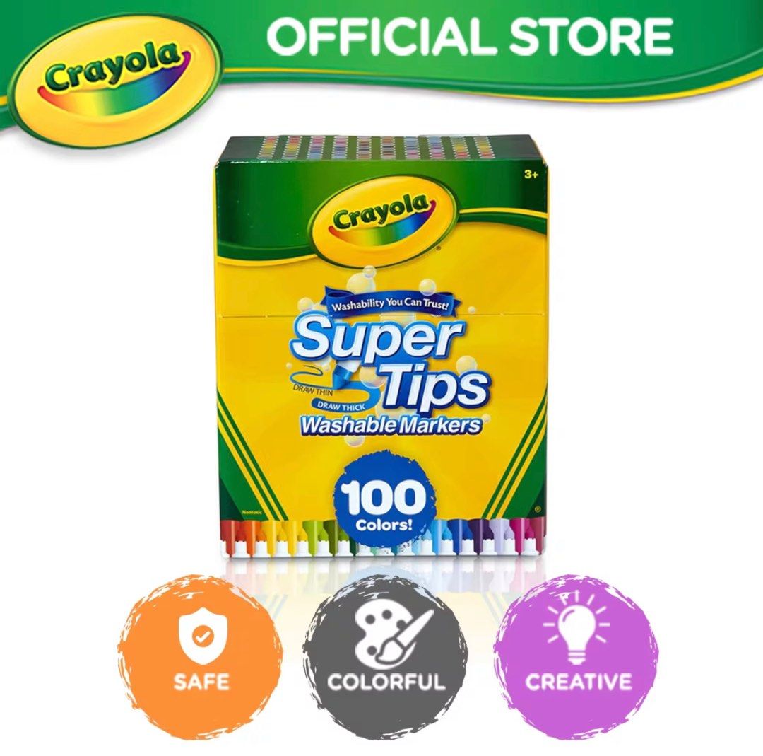 Crayola Super Tips Washable Markers, 100 Count, Features 100