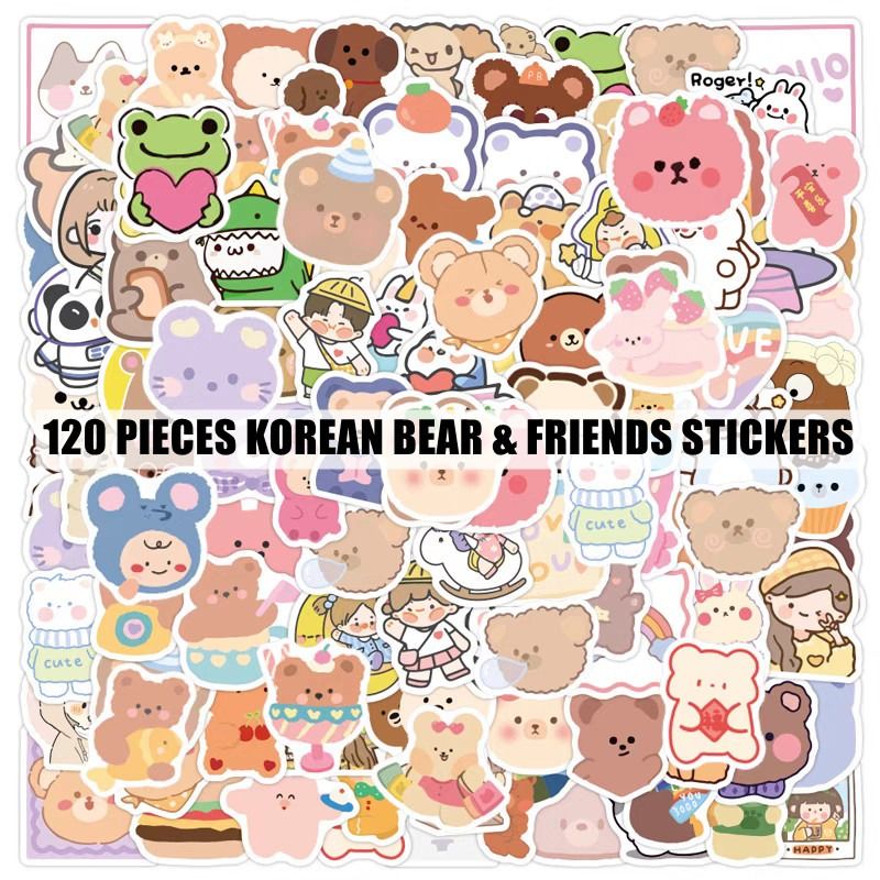 Cute Anime Bear Girl Waterproof Vinyl Sticker Pack Kawaii 