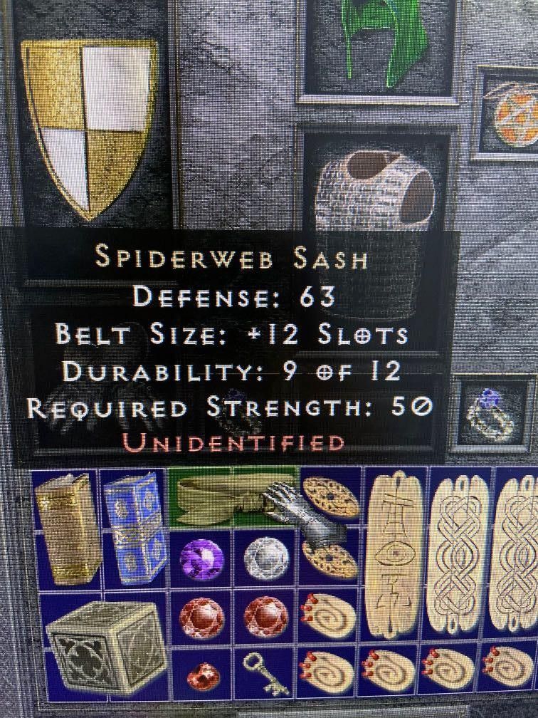 Diablo 2 Resurrected D2R Ladder S3 Unid Unique Arachnid Belt