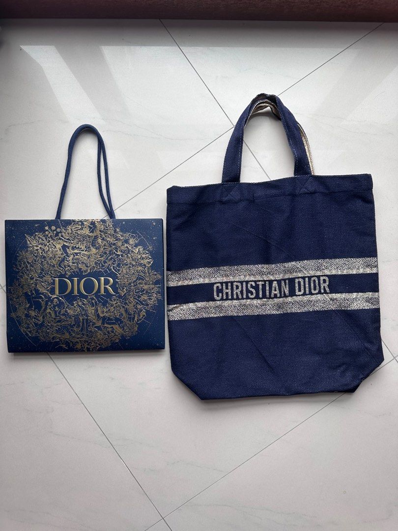 Christian Dior Limited Edition Tote Bag Navy Gold VIP NFS With
