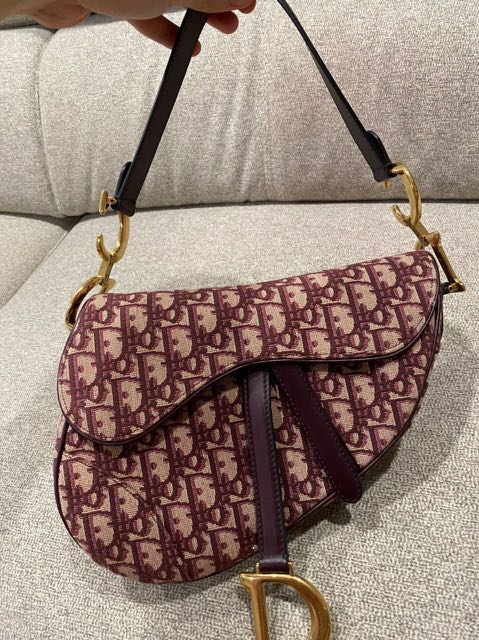 Dior Saddle bag Medium Burgundy, Luxury, Bags & Wallets on Carousell